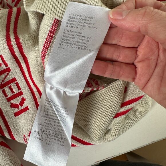 Kenzo Red & Tan Striped Woven Logo Knitted Sweater Long Sleeve Round Neck Small - Picture 11 of 13